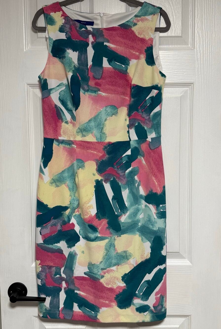 Apt.9 New Women's Abstract Sleeveless Sheath Dress Size 8